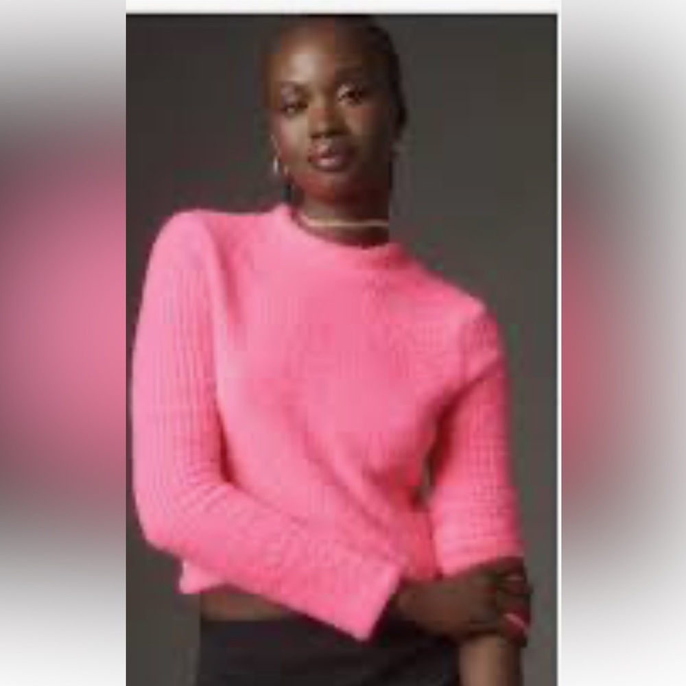 Anthropologie Hot Pink Fuzzy Sweater